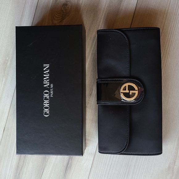 Giorgio Armani Handbags - Giorgio Armani NWT Clutch Black with Gold Hardware